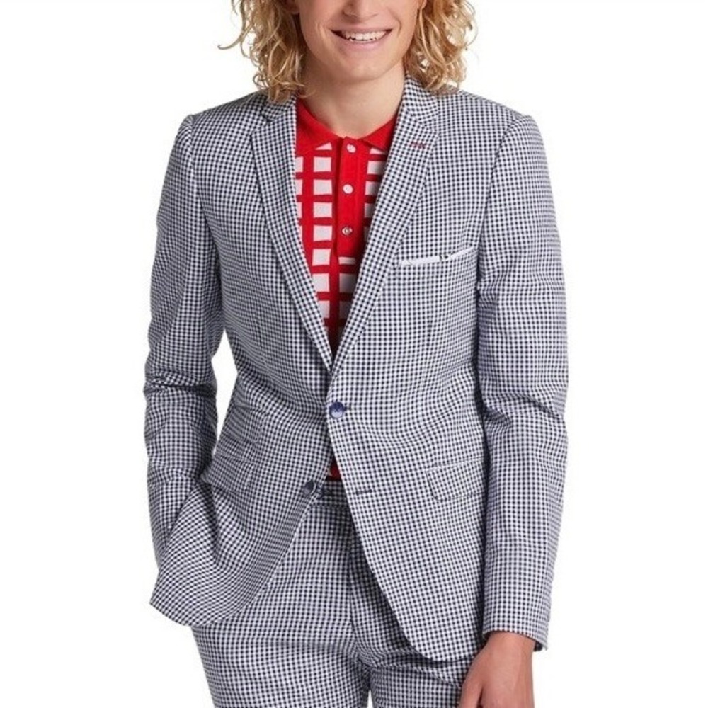 NEW! PAISLEY & GRAY Gingham Peak Two Button Blazer Blue White Nautical Lined 40R - Picture 12 of 15